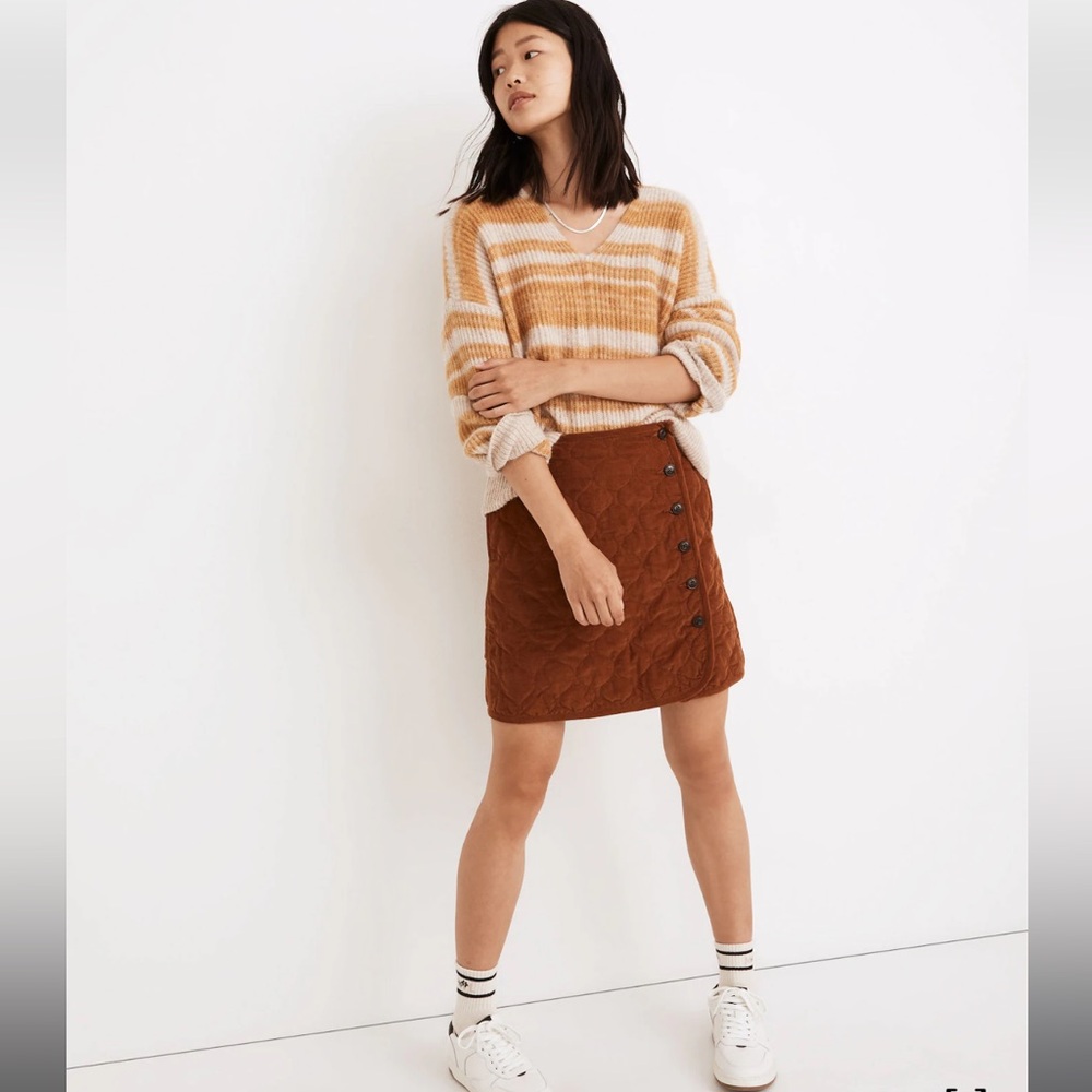 Madewell Corduroy Quilted Mini Skirt 00 brown